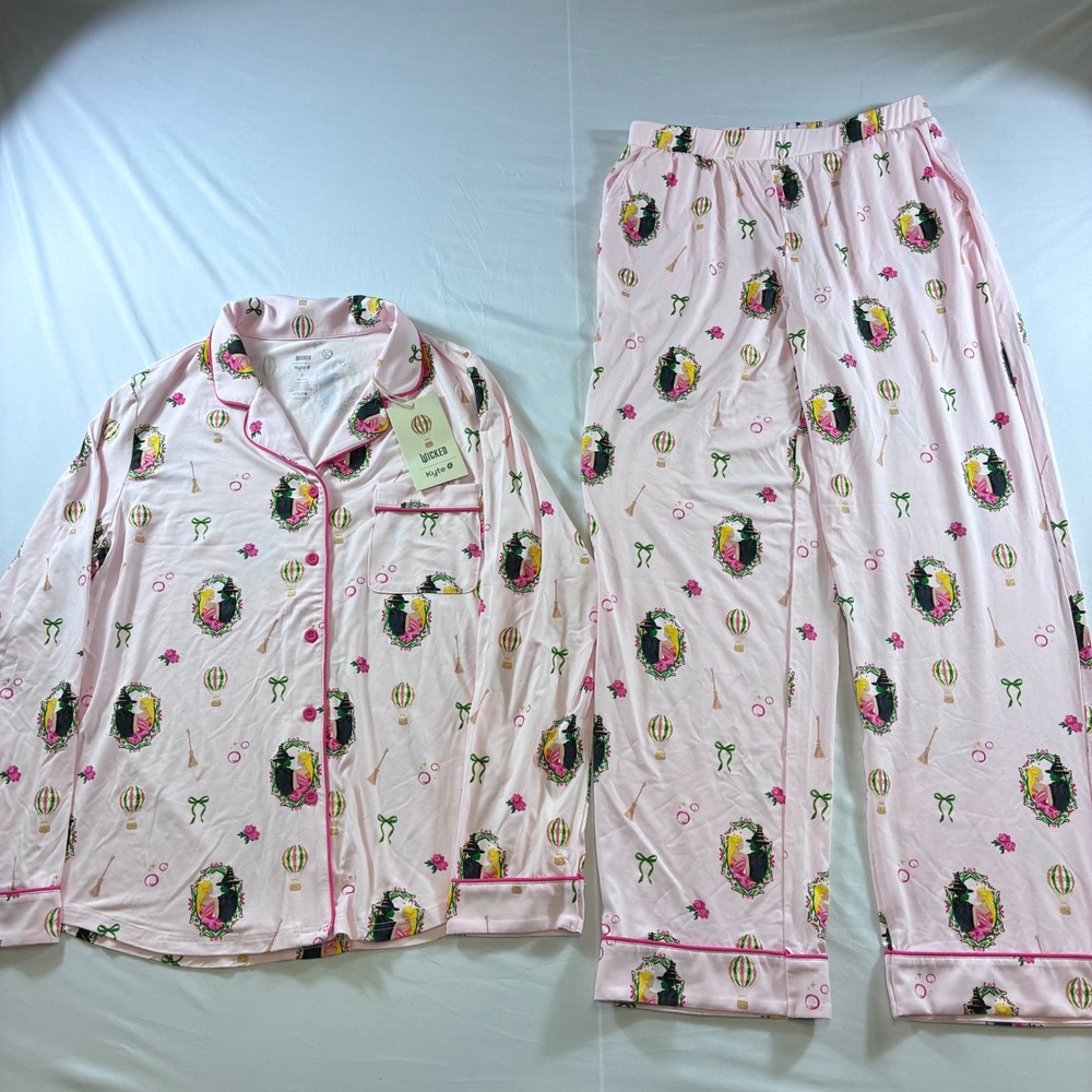 Kyte Wicked Movie Pajama Set Pink Bamboo Rayon Long Sleeve Pants Small NWT